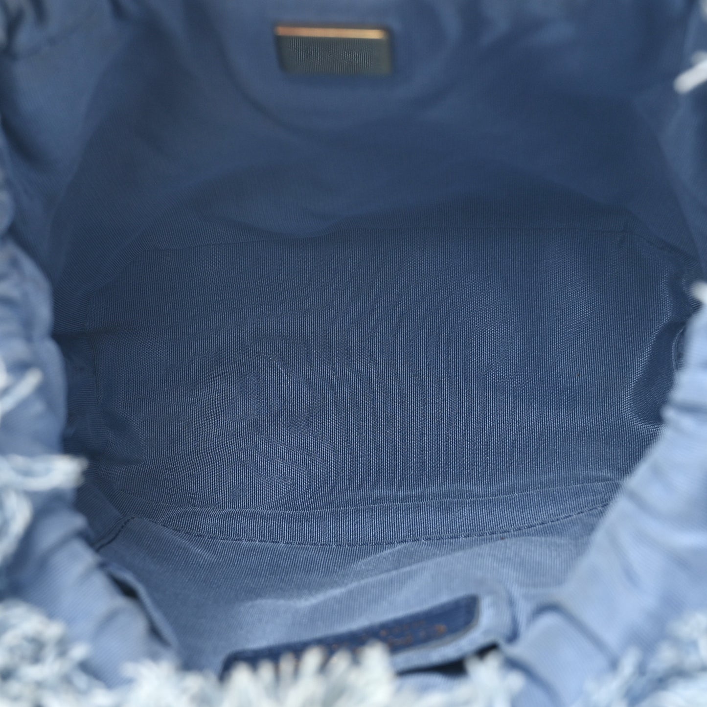 Denim Quilted Small Mood Bucket With Chain Blue Multicolor