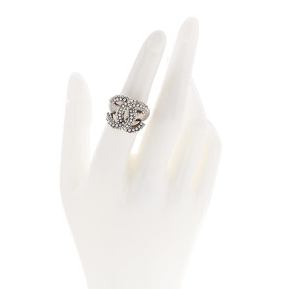 Chanel Crystal Pearl CC Ring 51 5.75 Silver 2 of 10