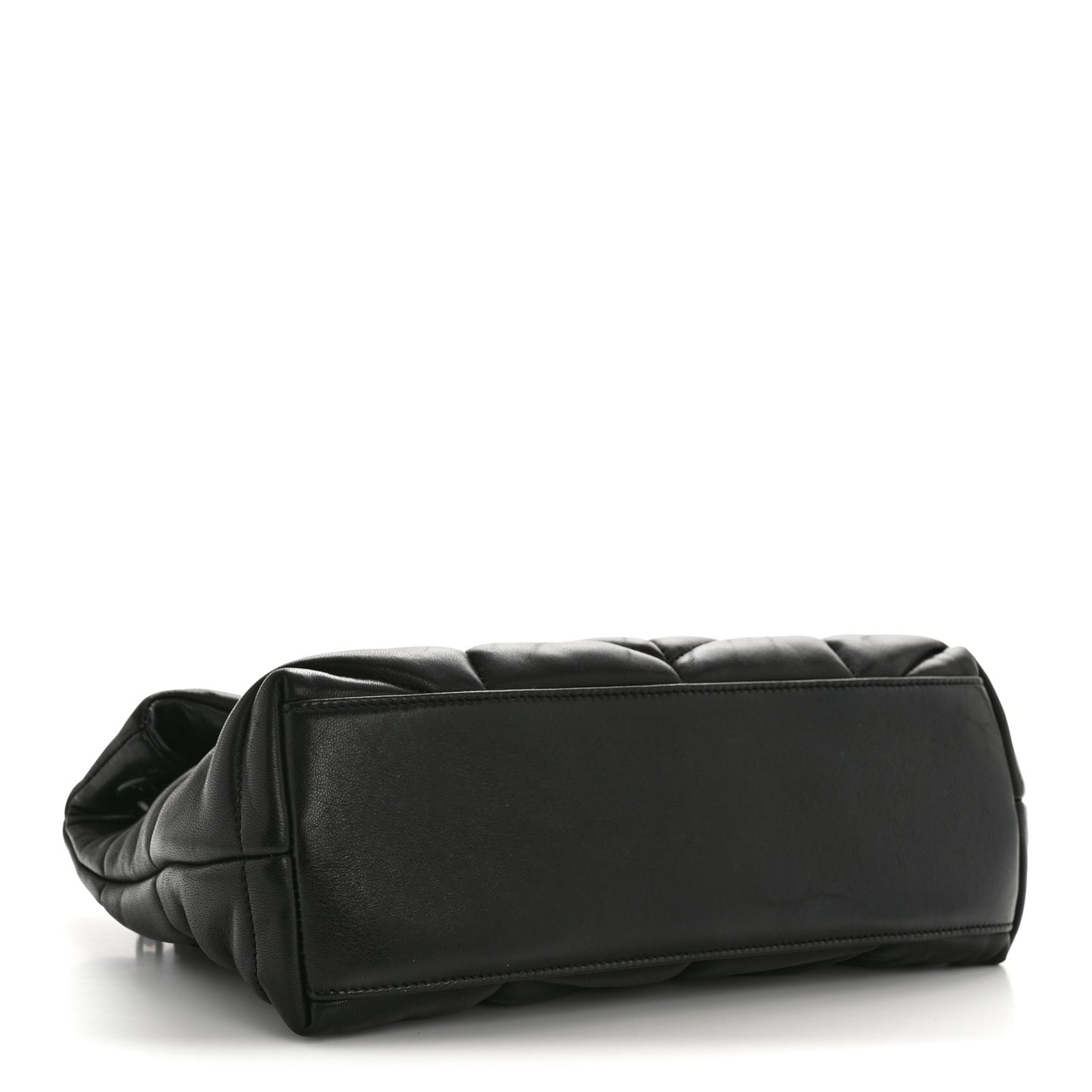 Lambskin Quilted Monogram Monochrome Small Loulou Puffer Chain Satchel Black