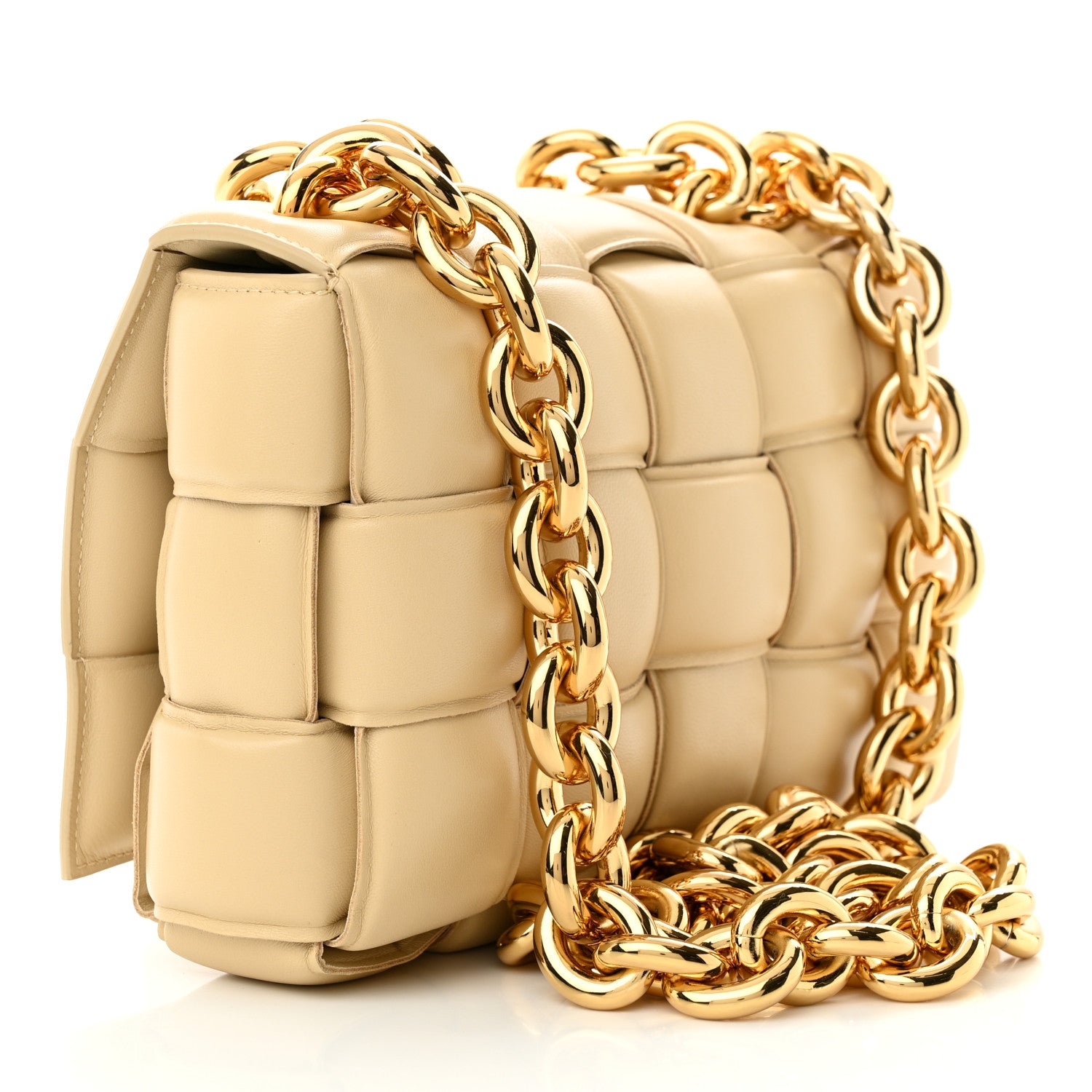 Bottega Veneta Lambskin Maxi Intreccio Padded Chain Cassette Crossbody Bag Porridge 3 of 9