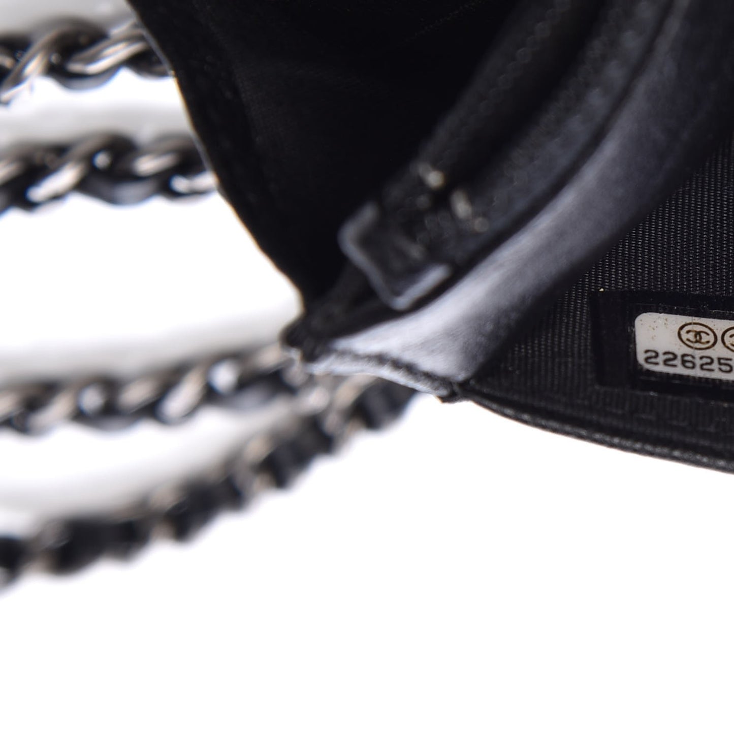 Calfskin Quilted Chain Around Boy Wallet On Chain WOC Black