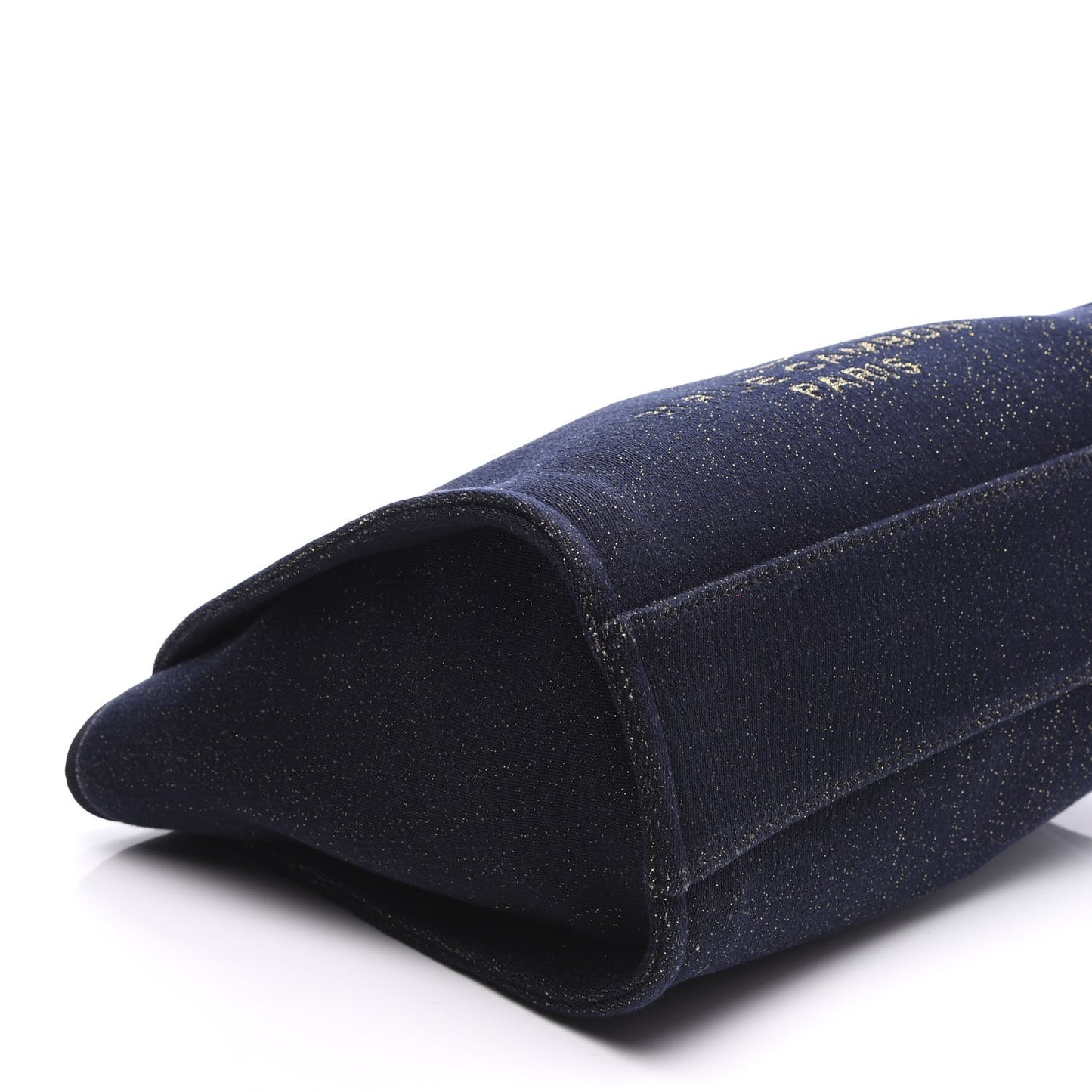 Lurex Canvas Small Deauville Tote Navy Blue Gold
