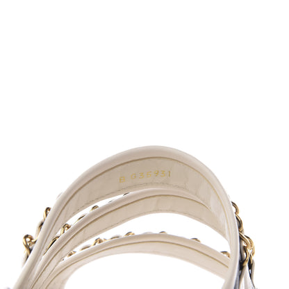 Chanel Lambskin Chain Espadrille Slip On Sandals 36 Black White 9 of 11
