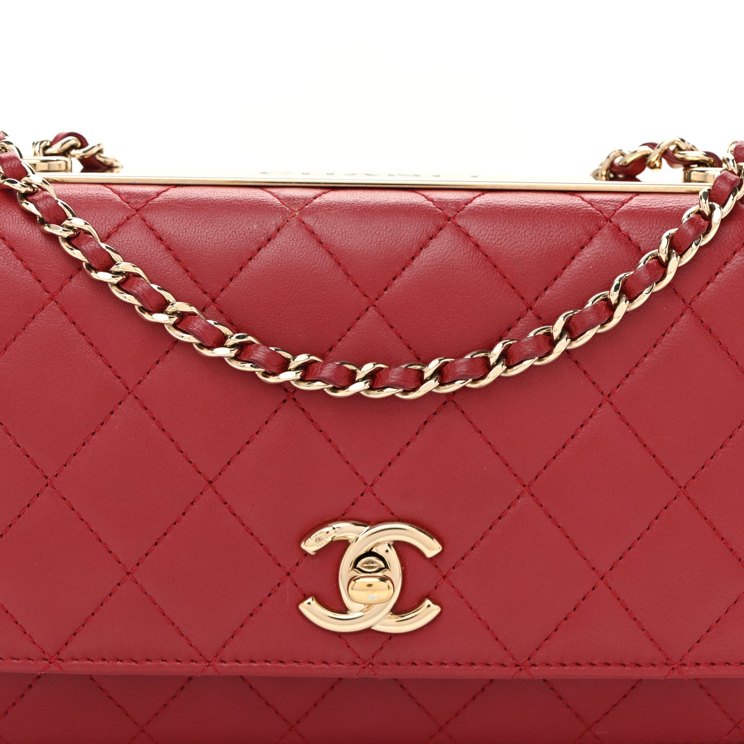 Chanel Lambskin Quilted Trendy CC Wallet On Chain WOC Red 9 of 12