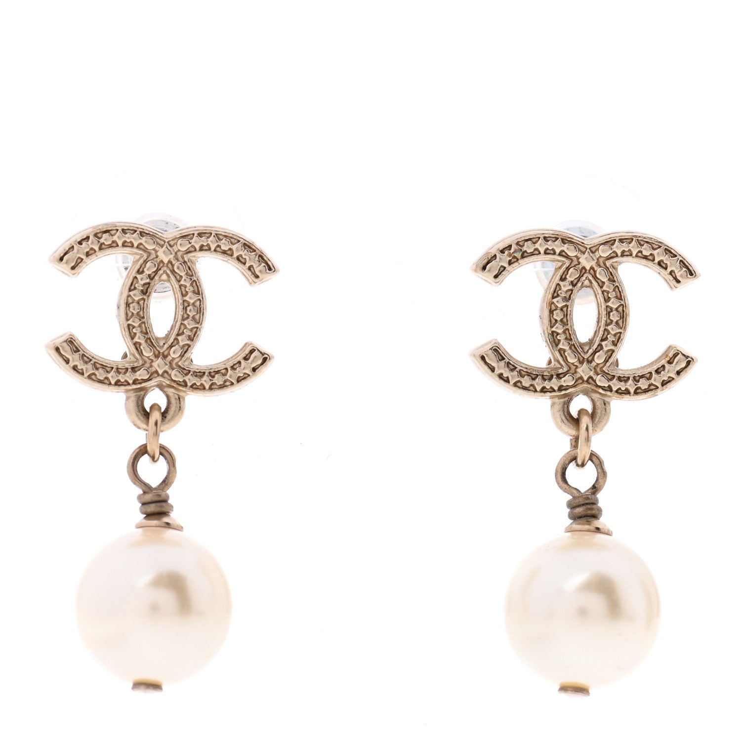 Chanel Pearl CC Drop Earrings Gold 1 of 5