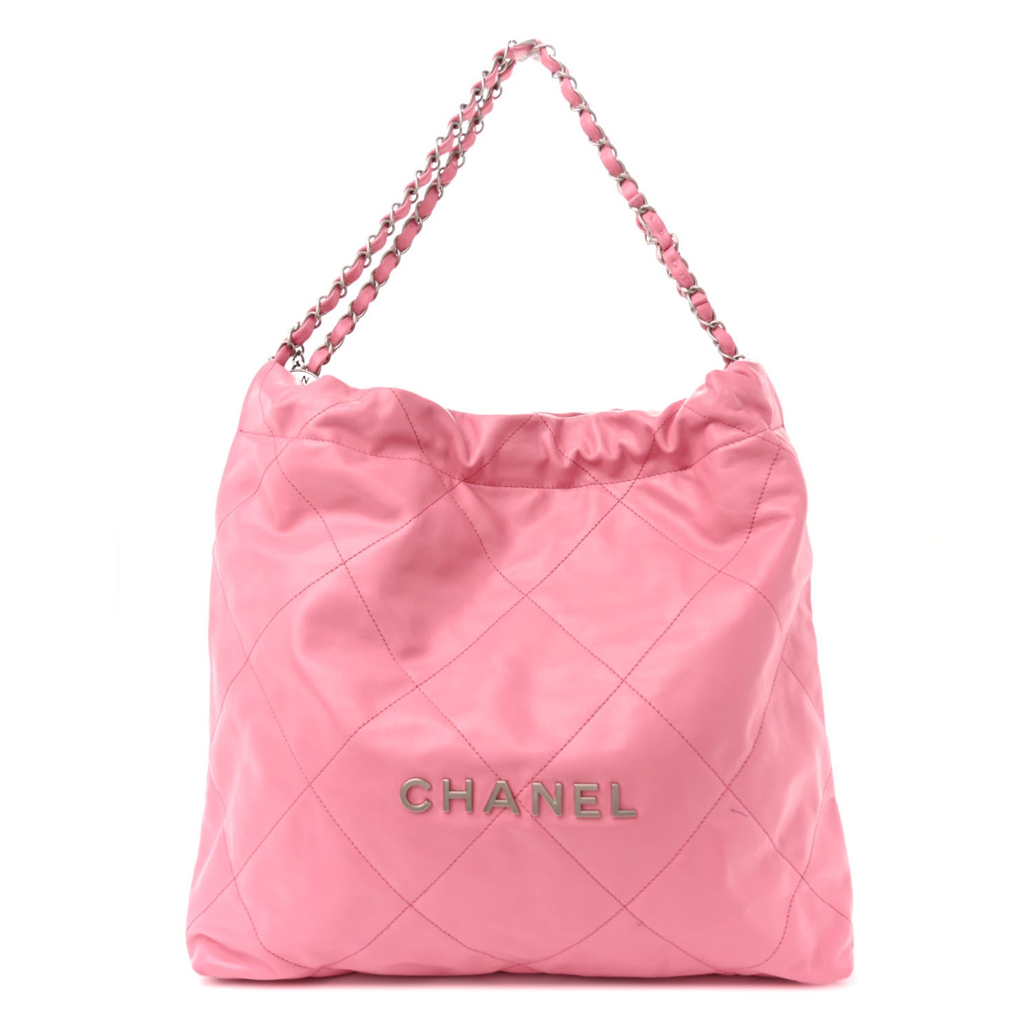 Chanel Shiny Calfskin Quilted Chanel 22 Drawstring Bag Pink 3 of 14
