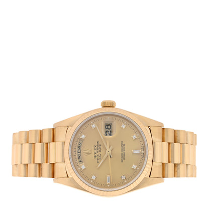 Rolex 18K Yellow Gold Diamond 36mm Oyster Perpetual Day-Date President Watch Champagne 18038 2 of 5