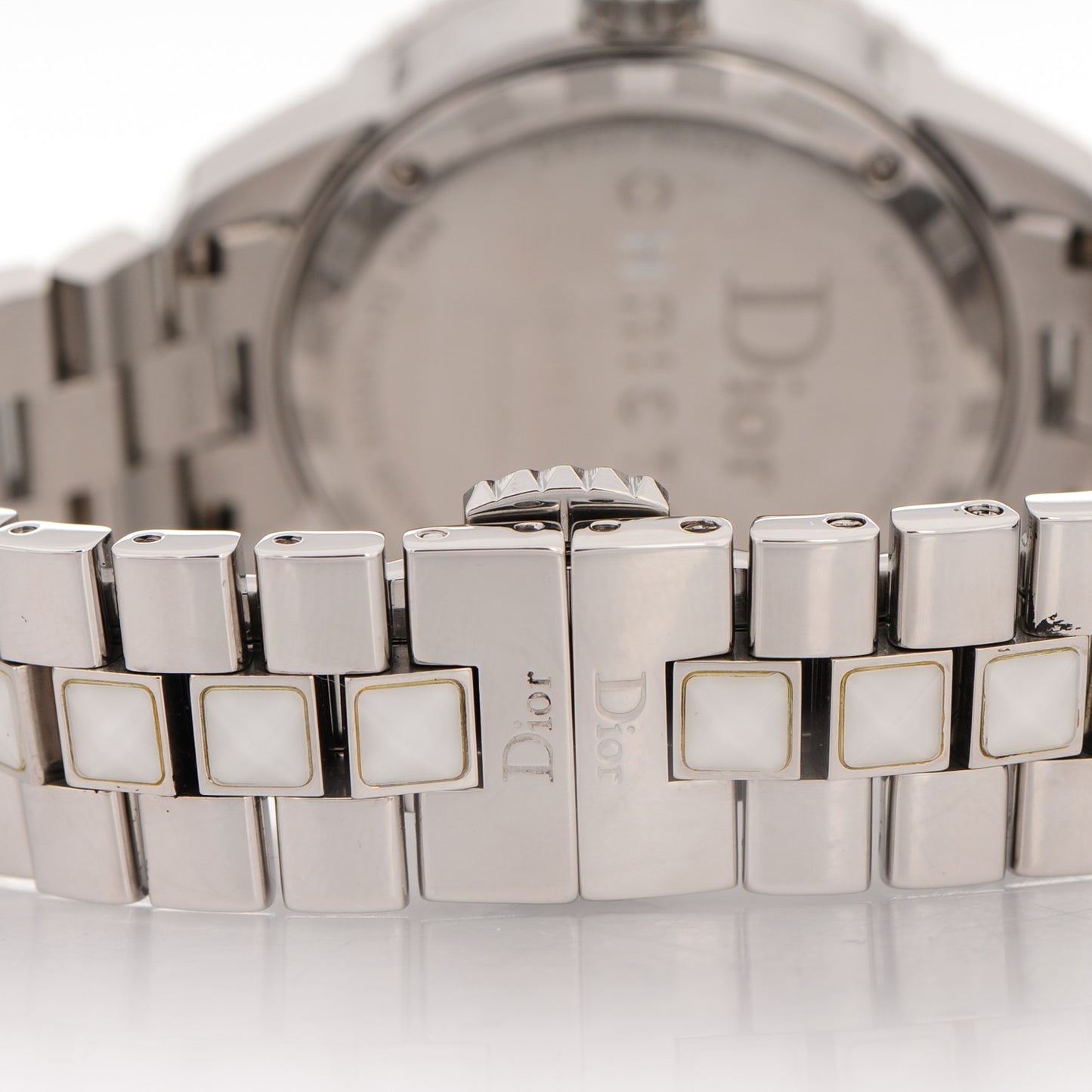 Stainless Steel Diamond Sapphire 33mm Christal Quartz Watch White
