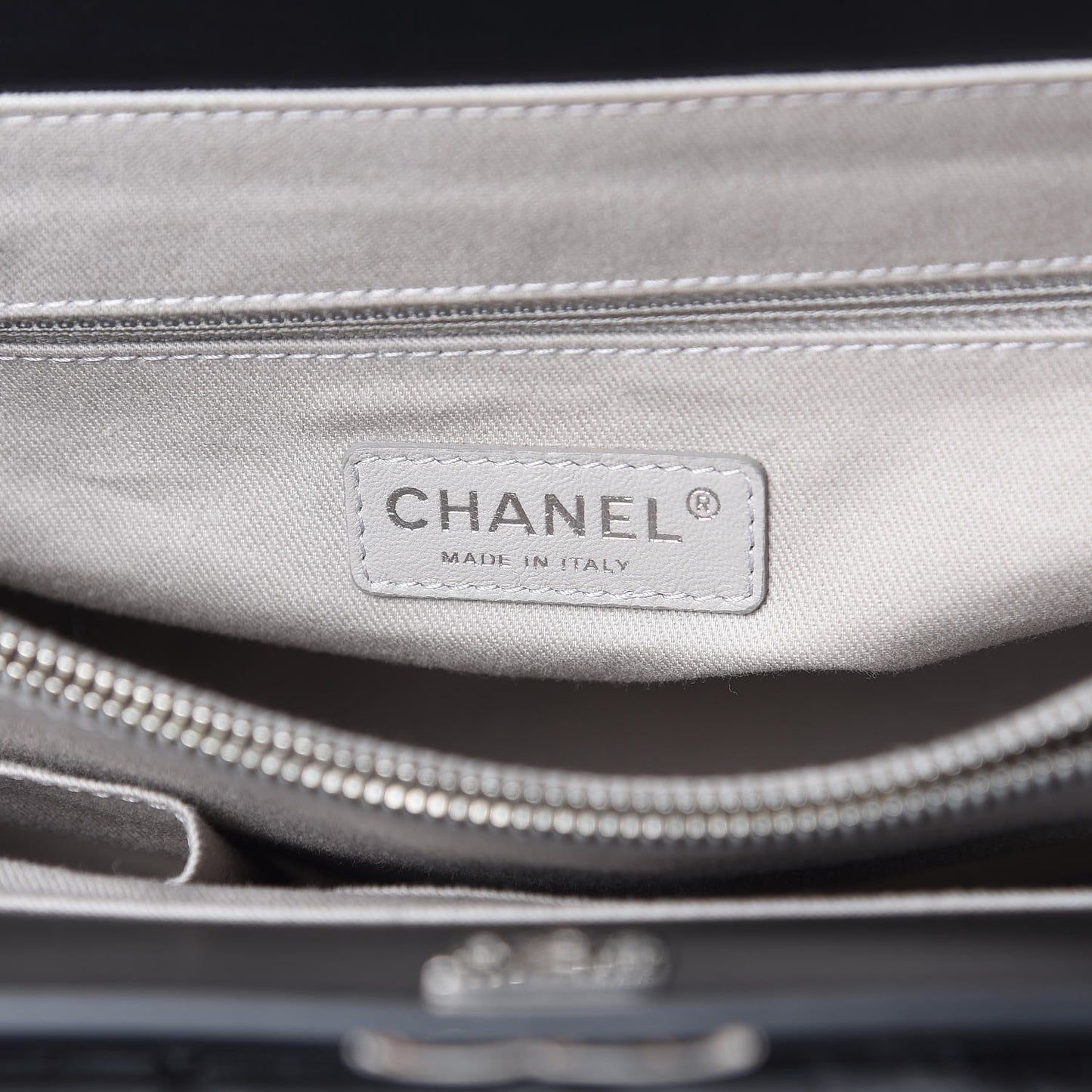 Aged Calfskin Quilted Be CC Tote Black