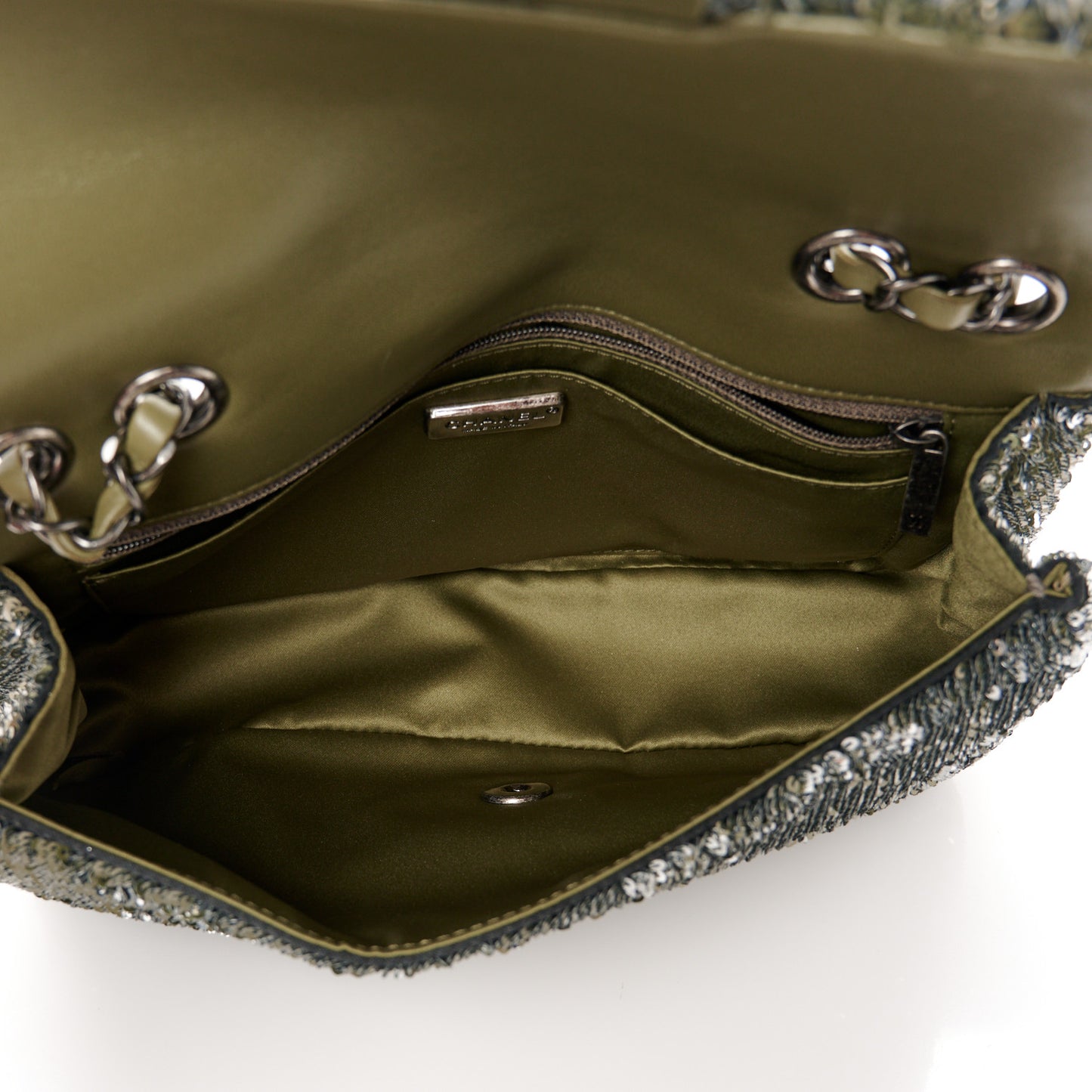 Sequin Coco Cuba Medium Single Flap Khaki
