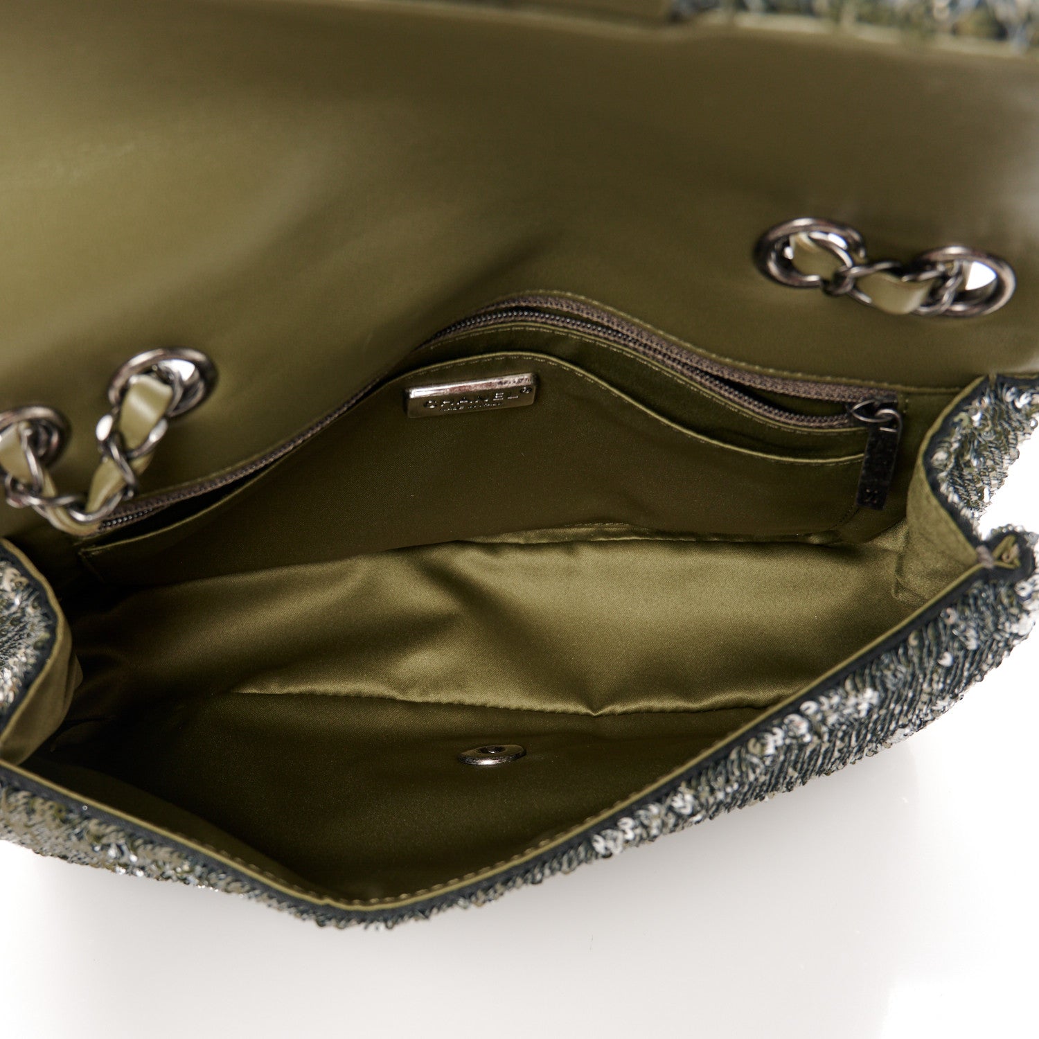 Chanel Sequin Coco Cuba Medium Single Flap Khaki 5 of 11