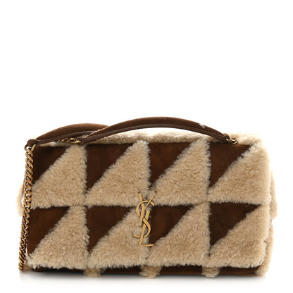Saint Laurent Suede Shearling Patchwork Monogram Medium Jamie Brown Beige 1 of 11
