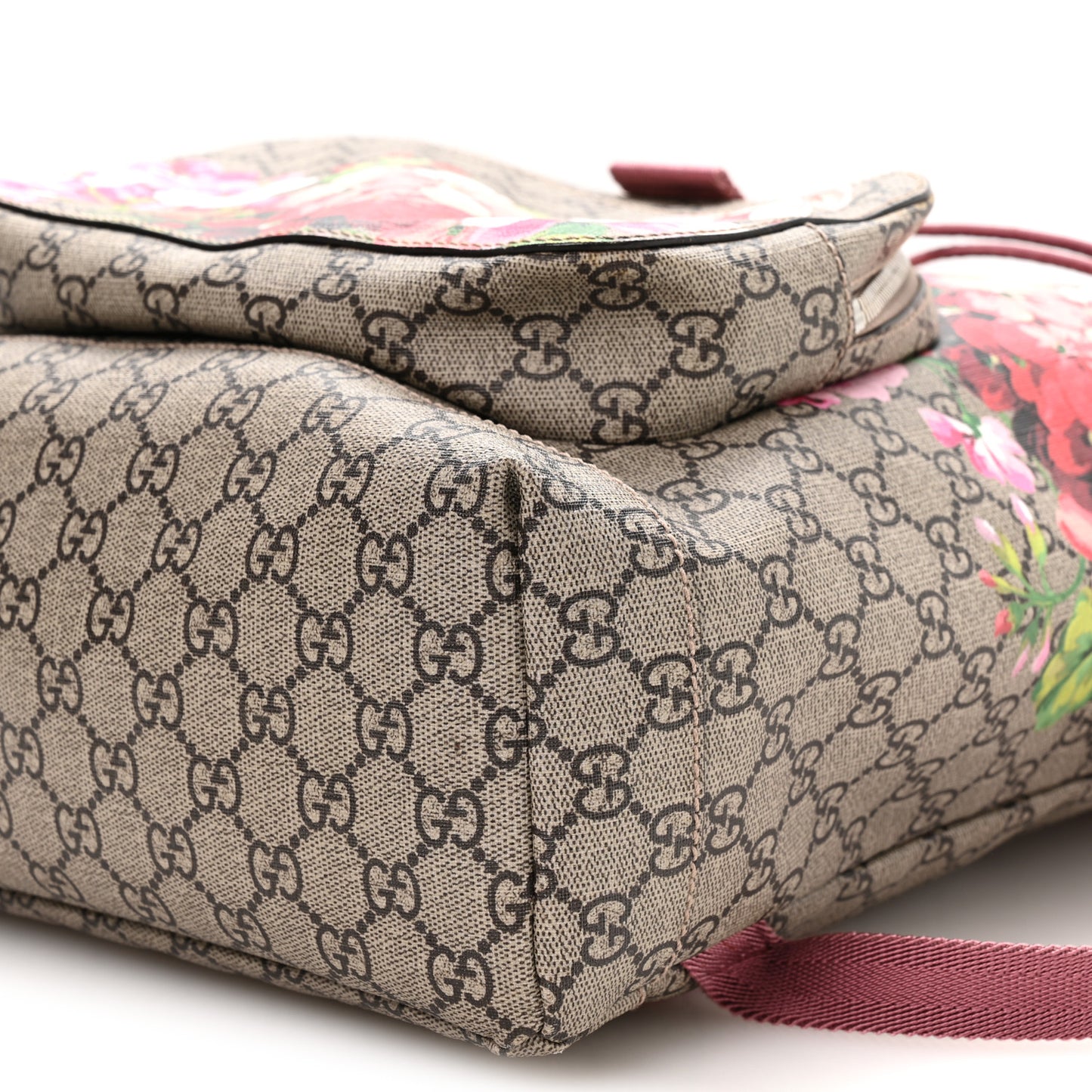 GG Supreme Monogram Blooms Medium Single Buckle Backpack Beige Multicolor Dry Rose