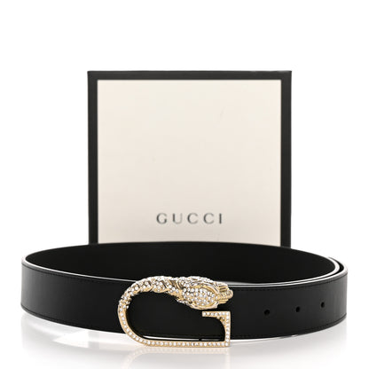 Gucci Moon Calfskin Crystal Tiger Head G Buckle 35mm Belt 85 34 Black 11 of 11
