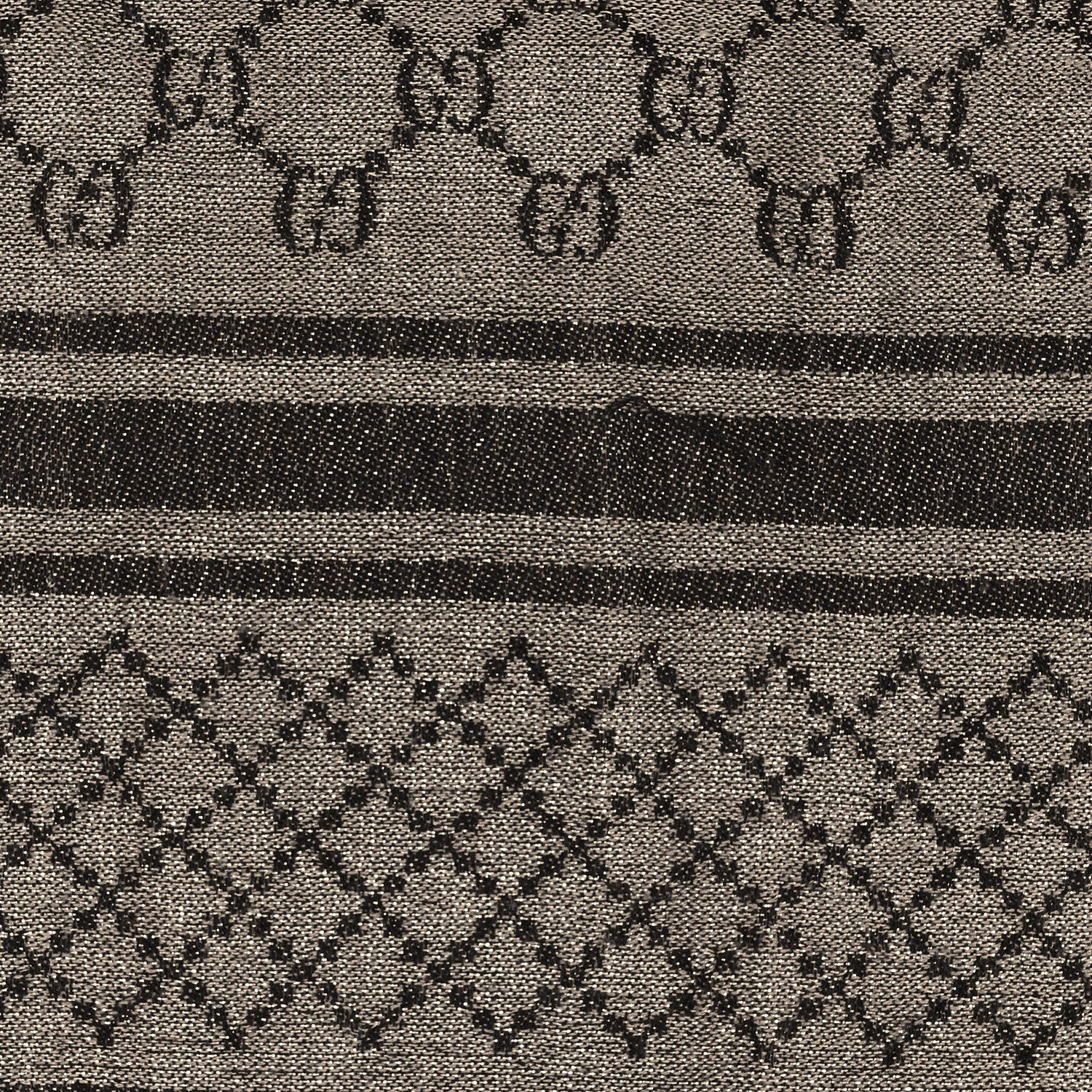 Gucci Wool Silk GG Monogram Diamante Plaid Surviee Shawl Beige Dark Brown 3 of 3