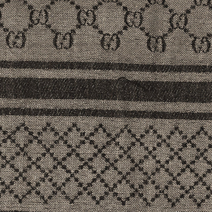 Gucci Wool Silk GG Monogram Diamante Plaid Surviee Shawl Beige Dark Brown 3 of 3