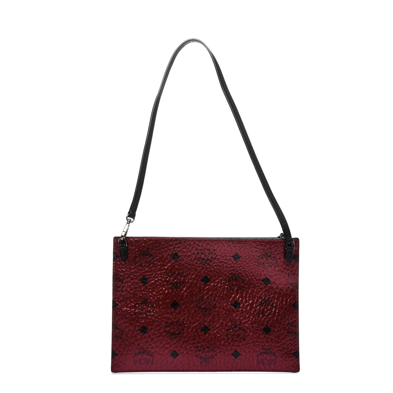 MCM Metallic Visetos Kira Shopper Pouch Scooter Red 1 of 9