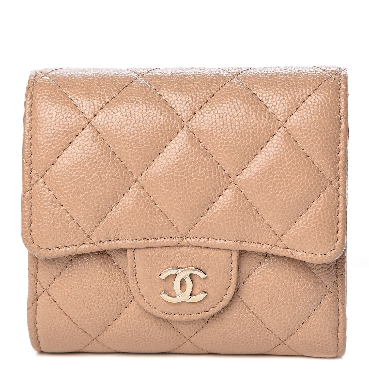 Chanel Caviar Quilted Compact Flap Wallet Beige 1 of 10