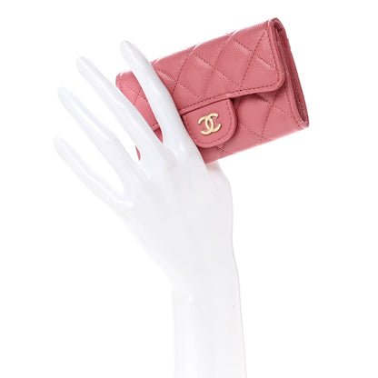 Chanel Caviar Quilted Flap Card Holder Pink 2 of 9
