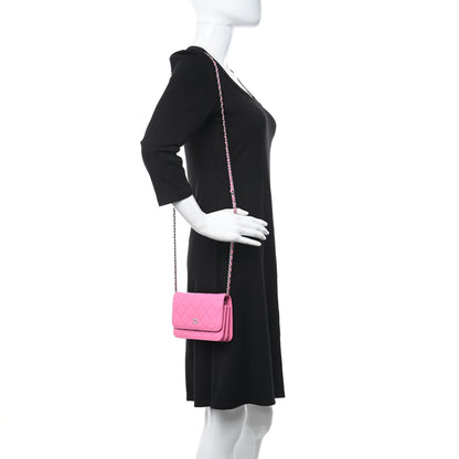 Chanel Lambskin Quilted Mini Wallet On Chain WOC Pink 2 of 11