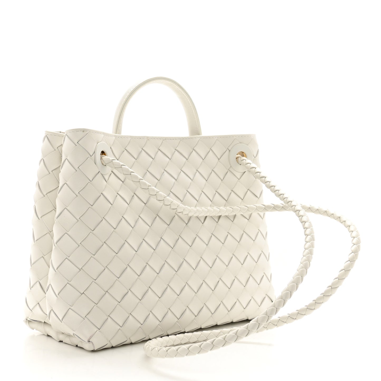 Nappa Intrecciato Small Andiamo Shoulder Bag White