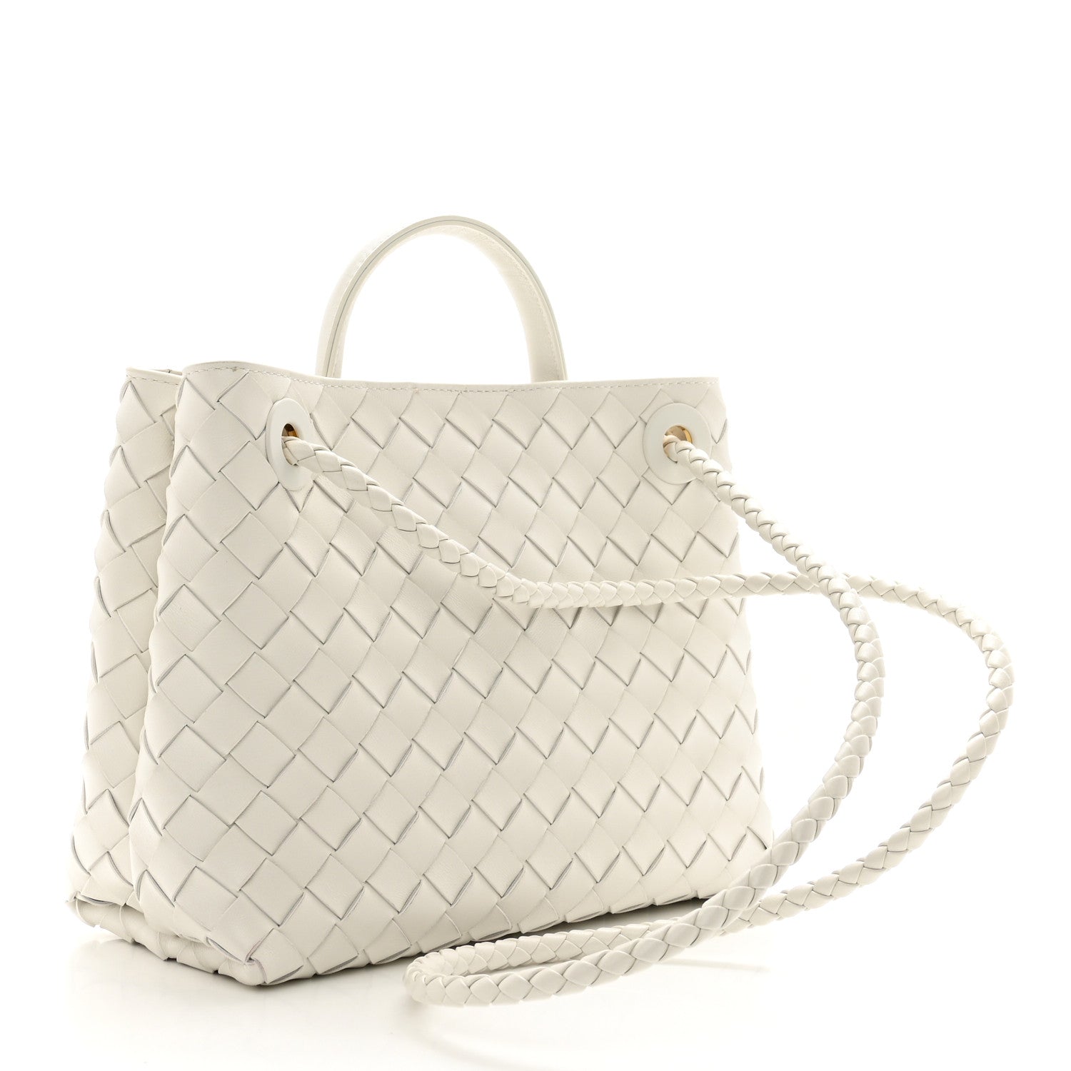 Bottega Veneta Nappa Intrecciato Small Andiamo Shoulder Bag White 3 of 11
