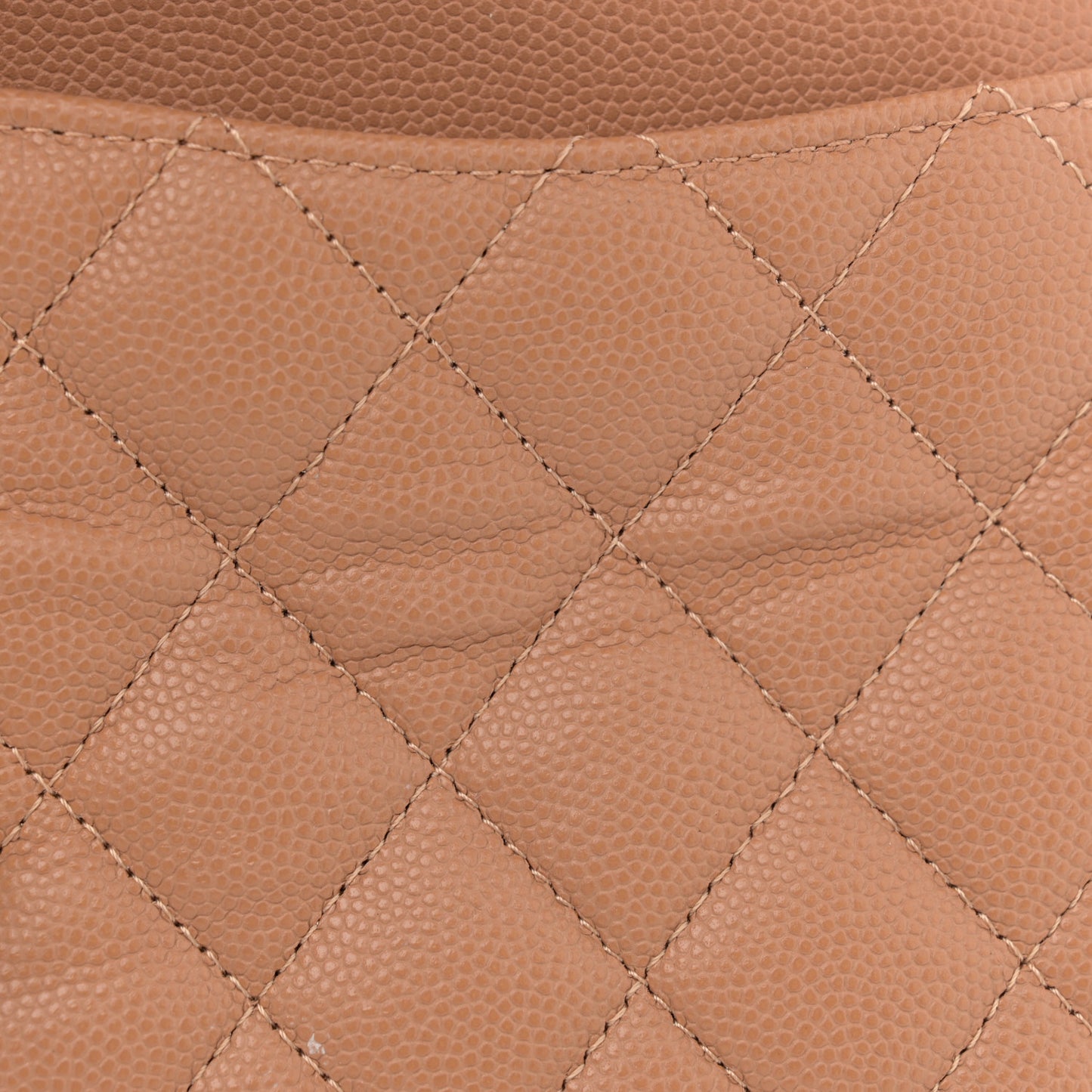 Caviar Quilted Small Double Flap Light Brown