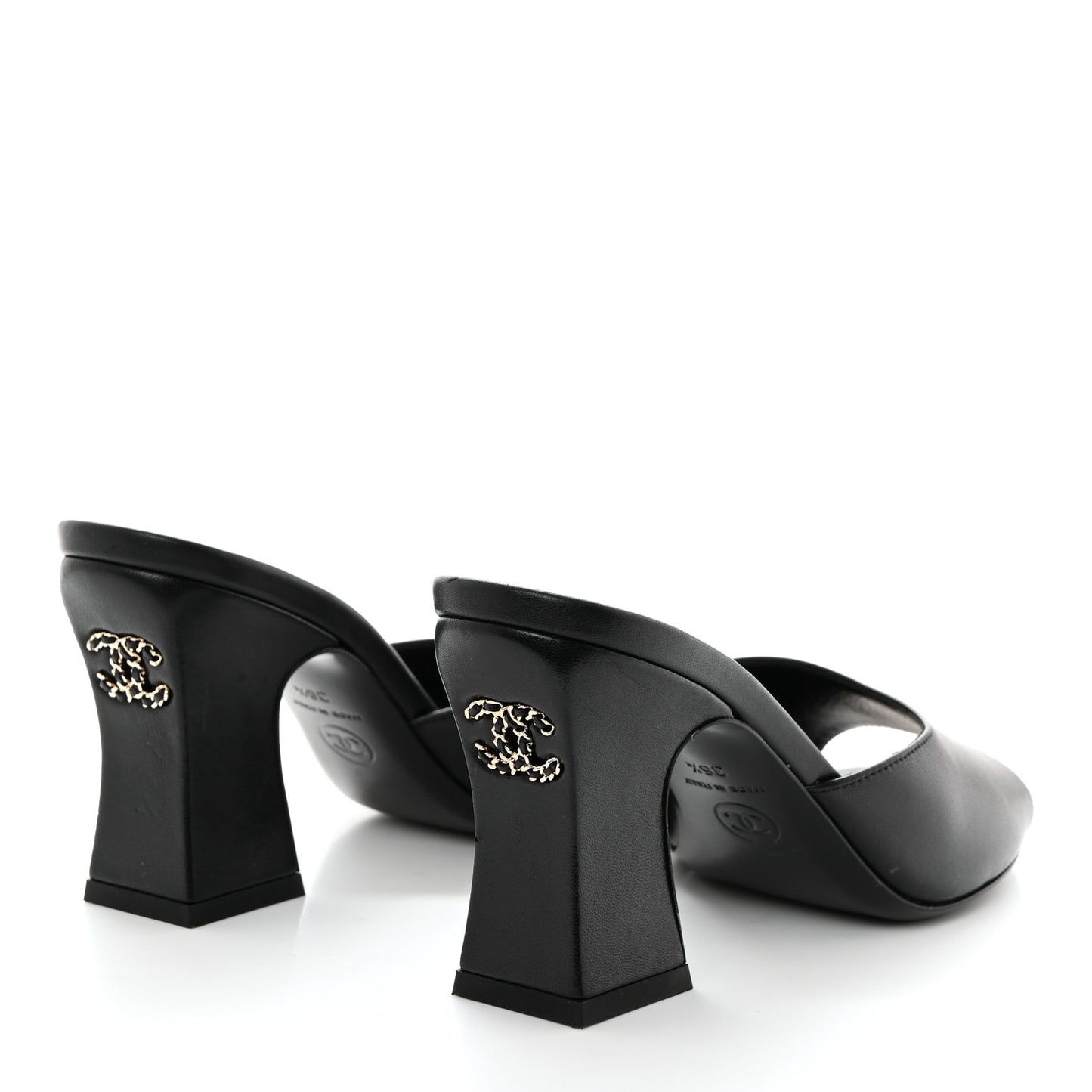 Lambskin CC Chain Mules 36.5 Black
