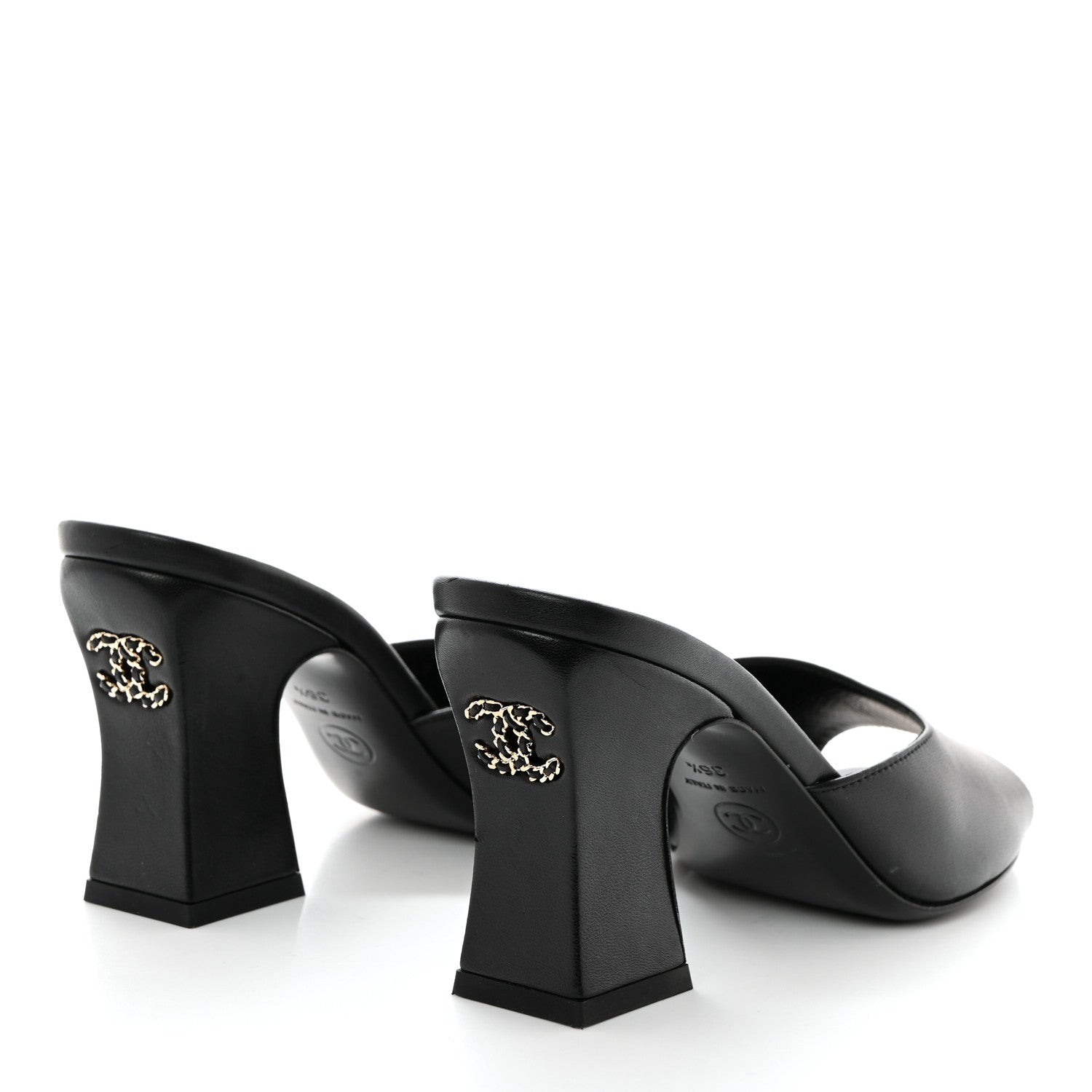 Chanel Lambskin CC Chain Mules 36.5 Black 4 of 8
