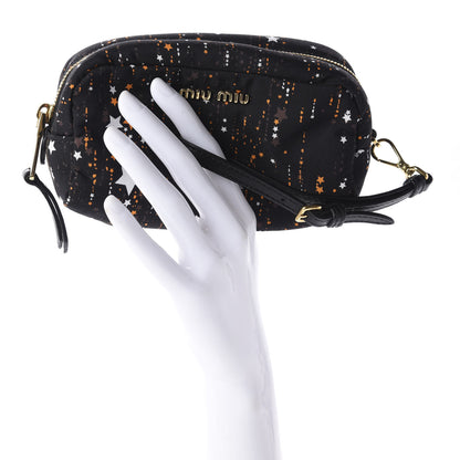 Miu Miu Nylon Printed Stars Pouch Black 2 of 8