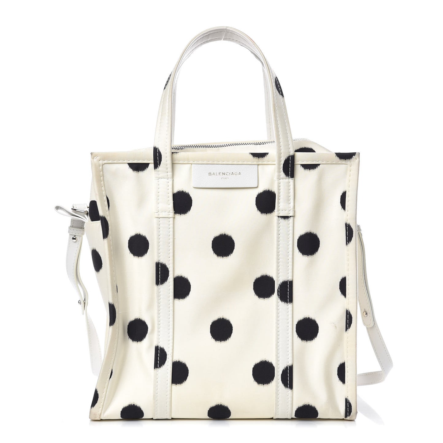 Silk Polka Dot S Bazar Shopper Tote White Black