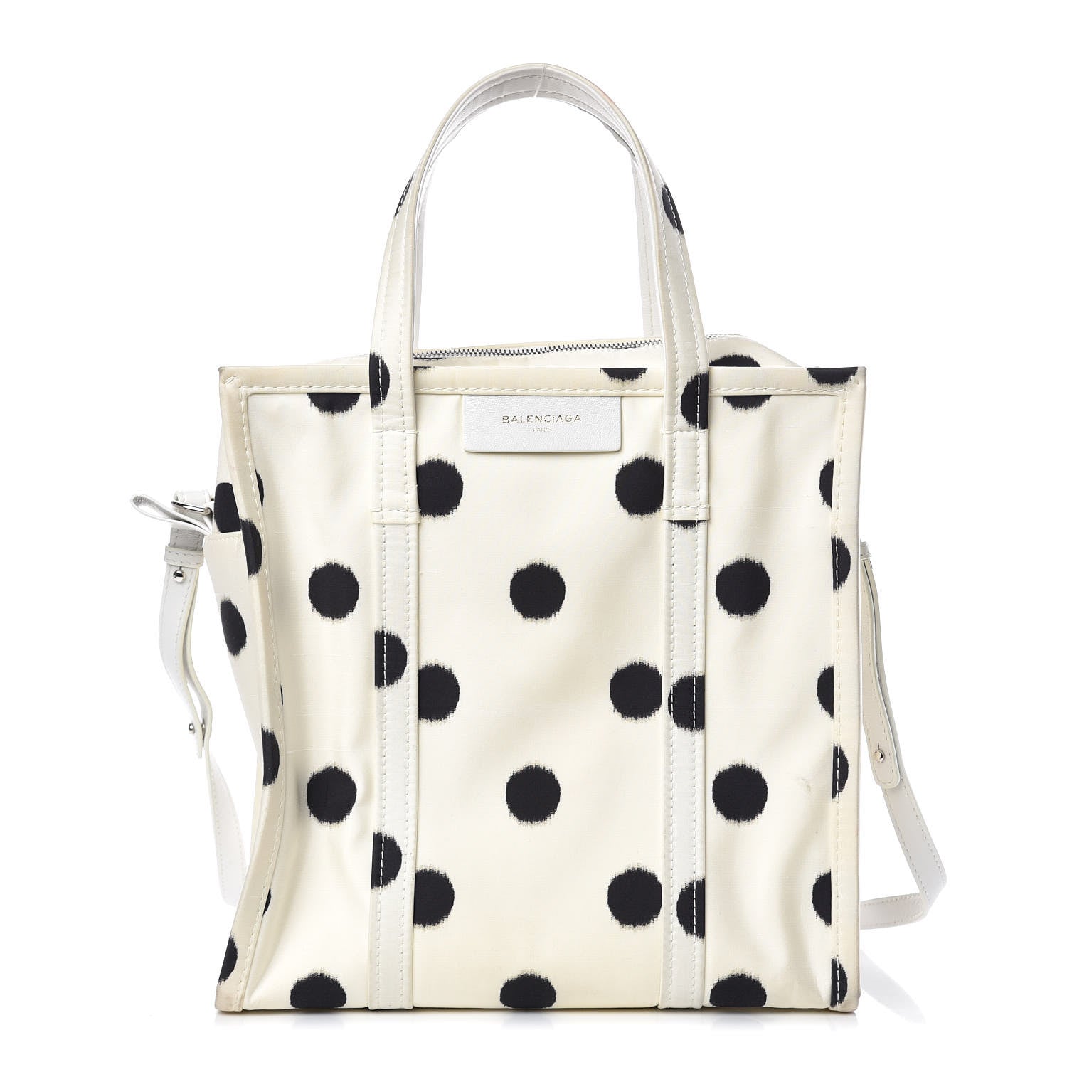 Balenciaga Silk Polka Dot S Bazar Shopper Tote White Black 1 of 18