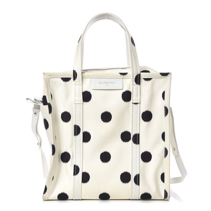 Balenciaga Silk Polka Dot S Bazar Shopper Tote White Black 1 of 18