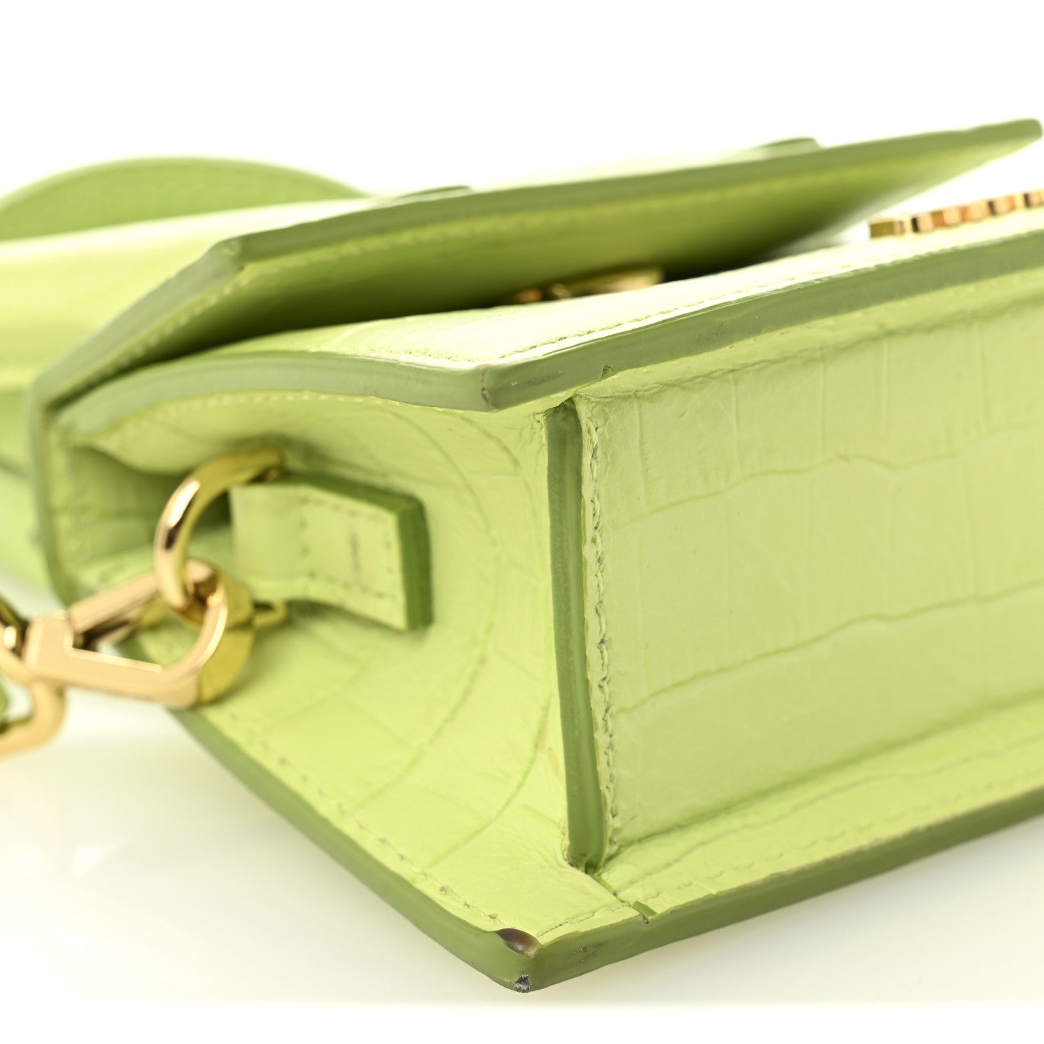 Jacquemus Calfskin Crocodile Embossed Le Chiquito Light Green 8 of 14