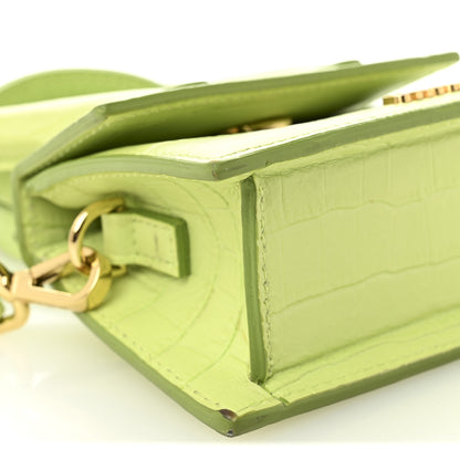 Jacquemus Calfskin Crocodile Embossed Le Chiquito Light Green 8 of 14