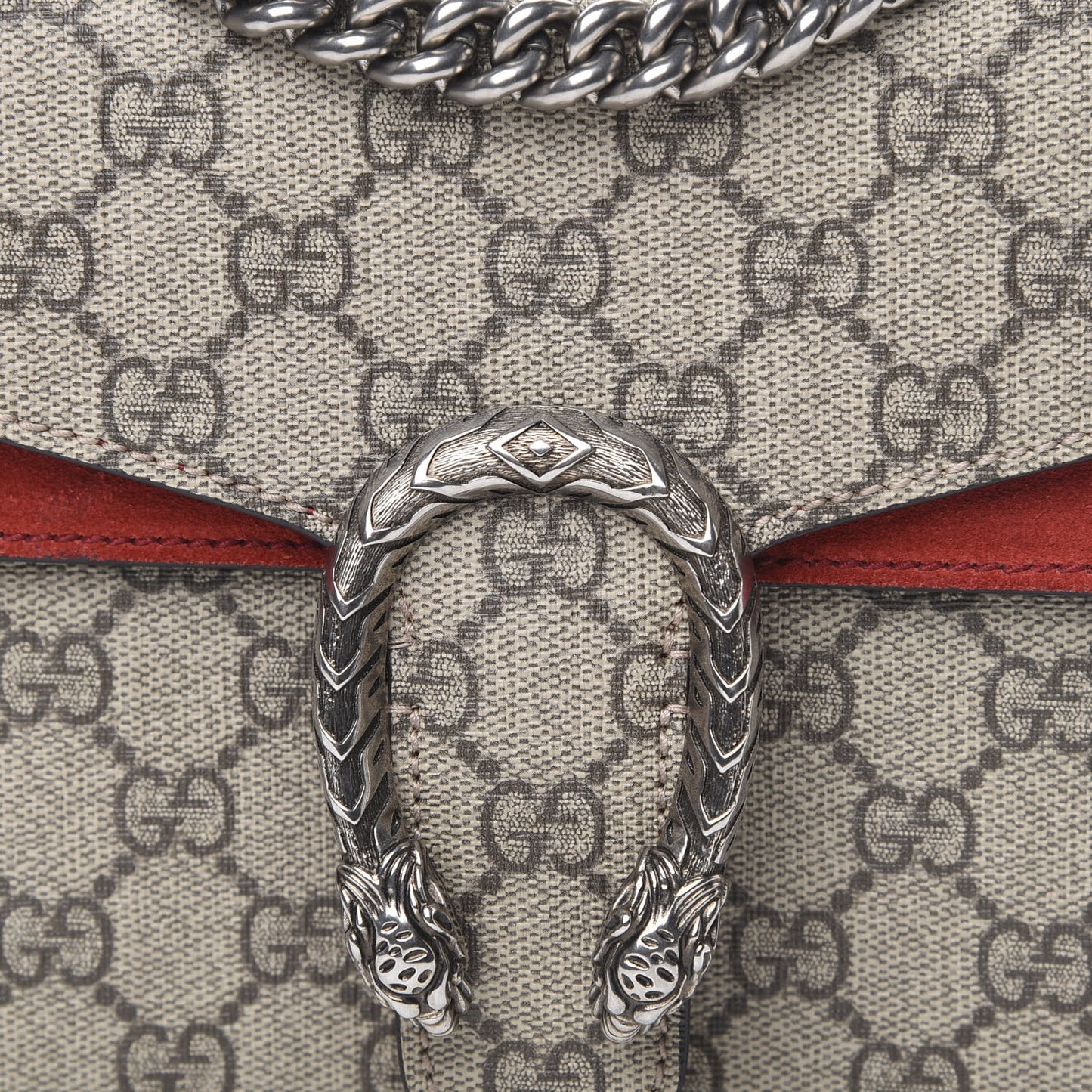 GG Supreme Monogram Mini Dionysus Shoulder Bag Hibiscus Red