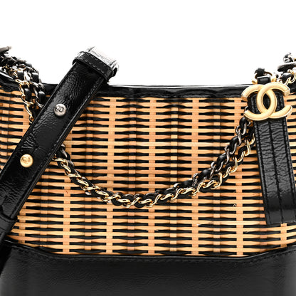 Chanel Rattan Calfskin Small Gabrielle Hobo Beige Black 8 of 10
