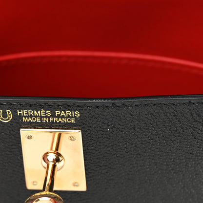 Hermes Chevre Mysore Horseshoe Mini Kelly Sellier 20 Black Rouge De Coeur 11 of 13