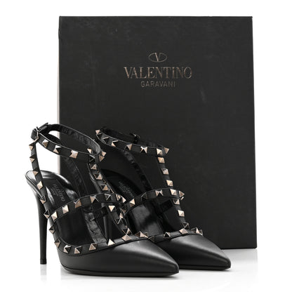 Valentino Garavani Calfskin Nappa Rockstud Ankle Strap 100mm Pumps 38 Black 11 of 11