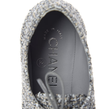 Chanel Tweed Lambskin Cap Toe Loafers 36 Grey Multicolor 7 of 9