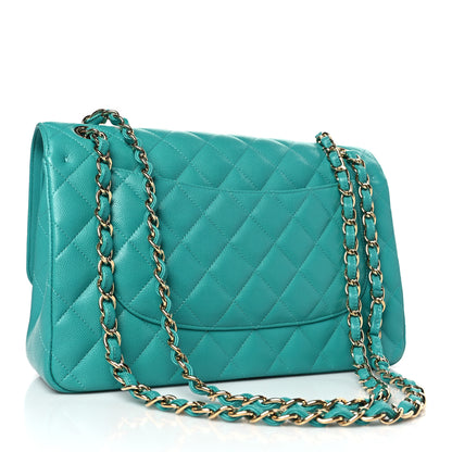 Chanel Caviar Quilted Jumbo Double Flap Turquoise 3 of 9