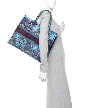 Christian Dior Canvas Embroidered Large Toile de Jouy Voyage Book Tote Celestial Blue 2 of 10