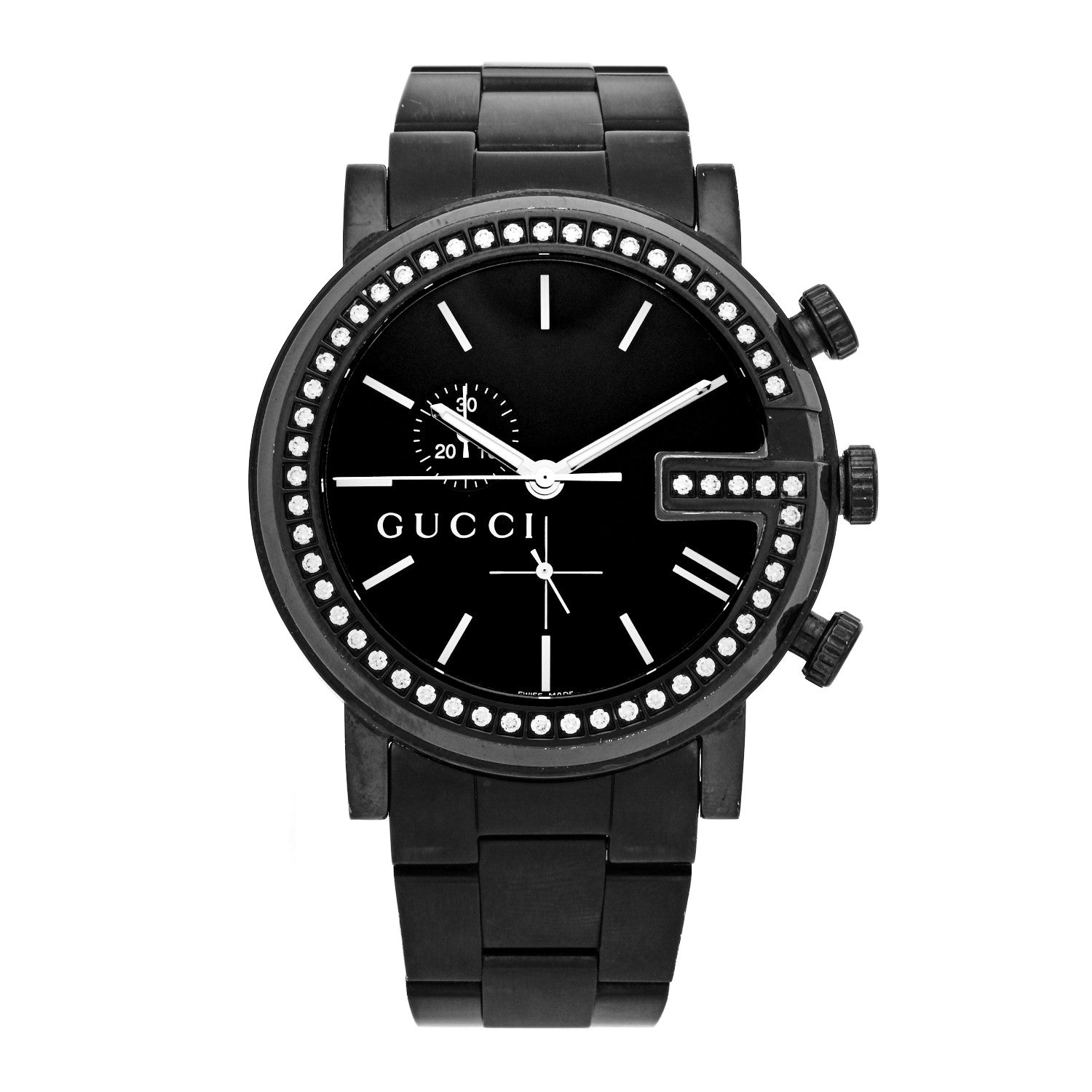 Gucci PVD Stainless Steel Diamond 44mm G-Chrono Quartz Watch Black 1 of 5