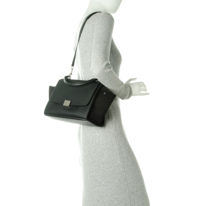 Celine Drummed Calfskin Suede Small Trapeze Black 3 of 8
