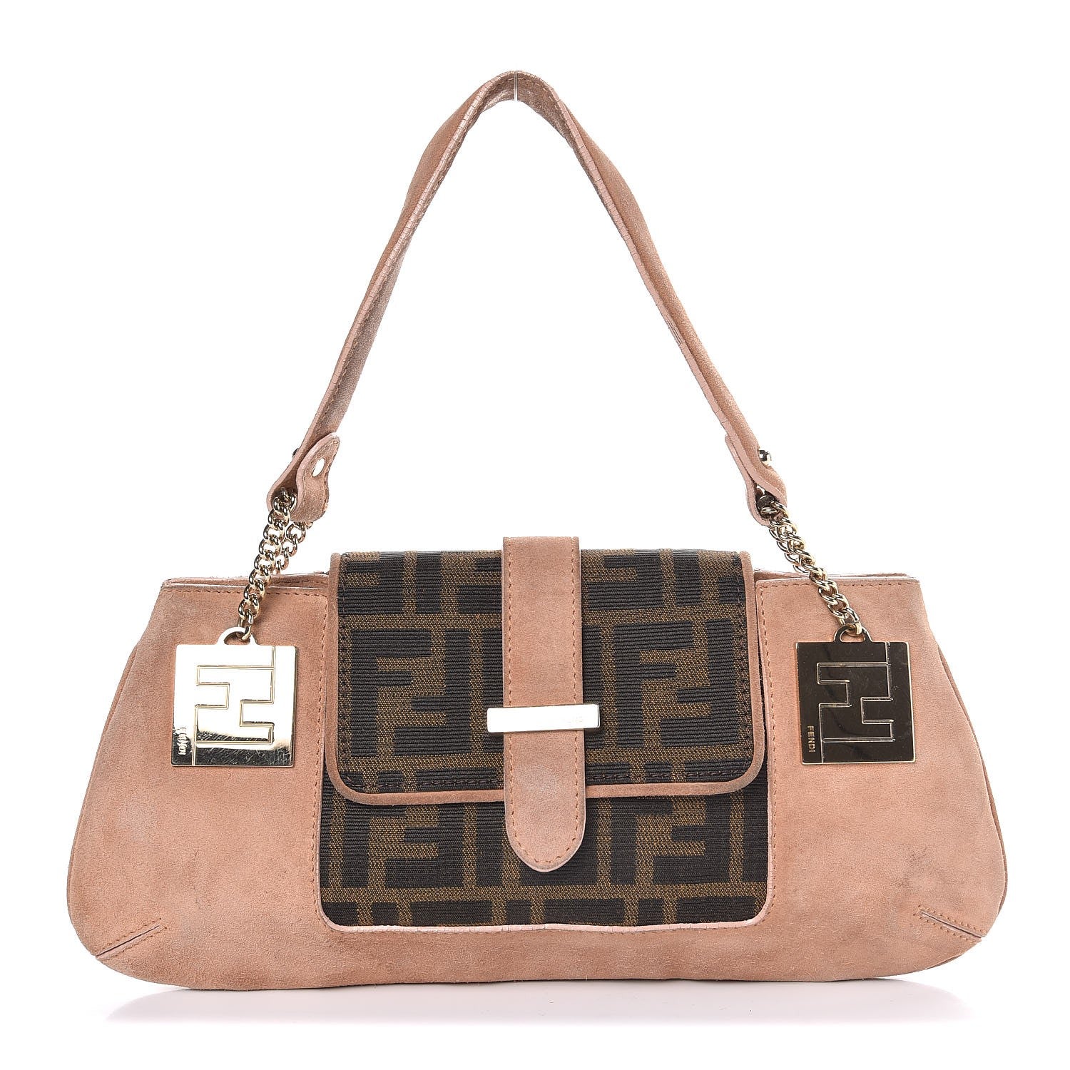 Fendi Suede Zucca Baguette Pink 1 of 13