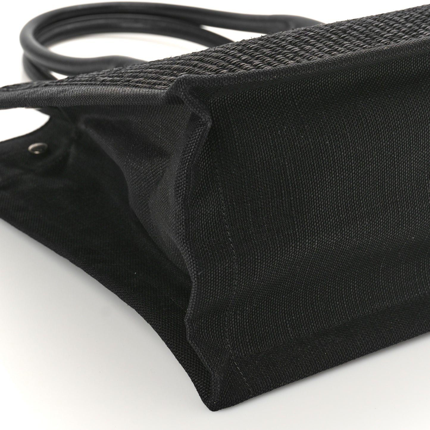 Raffia Linen Calfskin Small Rive Gauche Tote Black