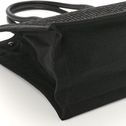 Saint Laurent Raffia Linen Calfskin Small Rive Gauche Tote Black 7 of 8