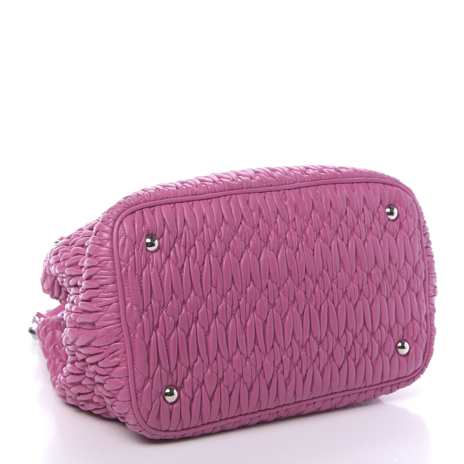 Miu Miu Nappa Matelasse Swarovski Crystal Tote Fuxia 4 of 10