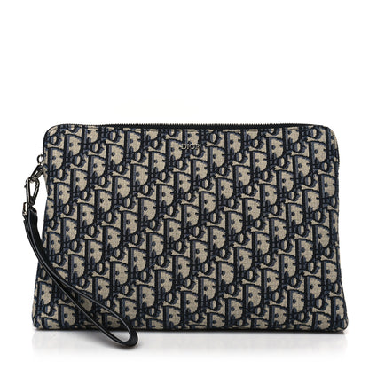 Christian Dior Oblique Pouch Wristlet Blue 1 of 9