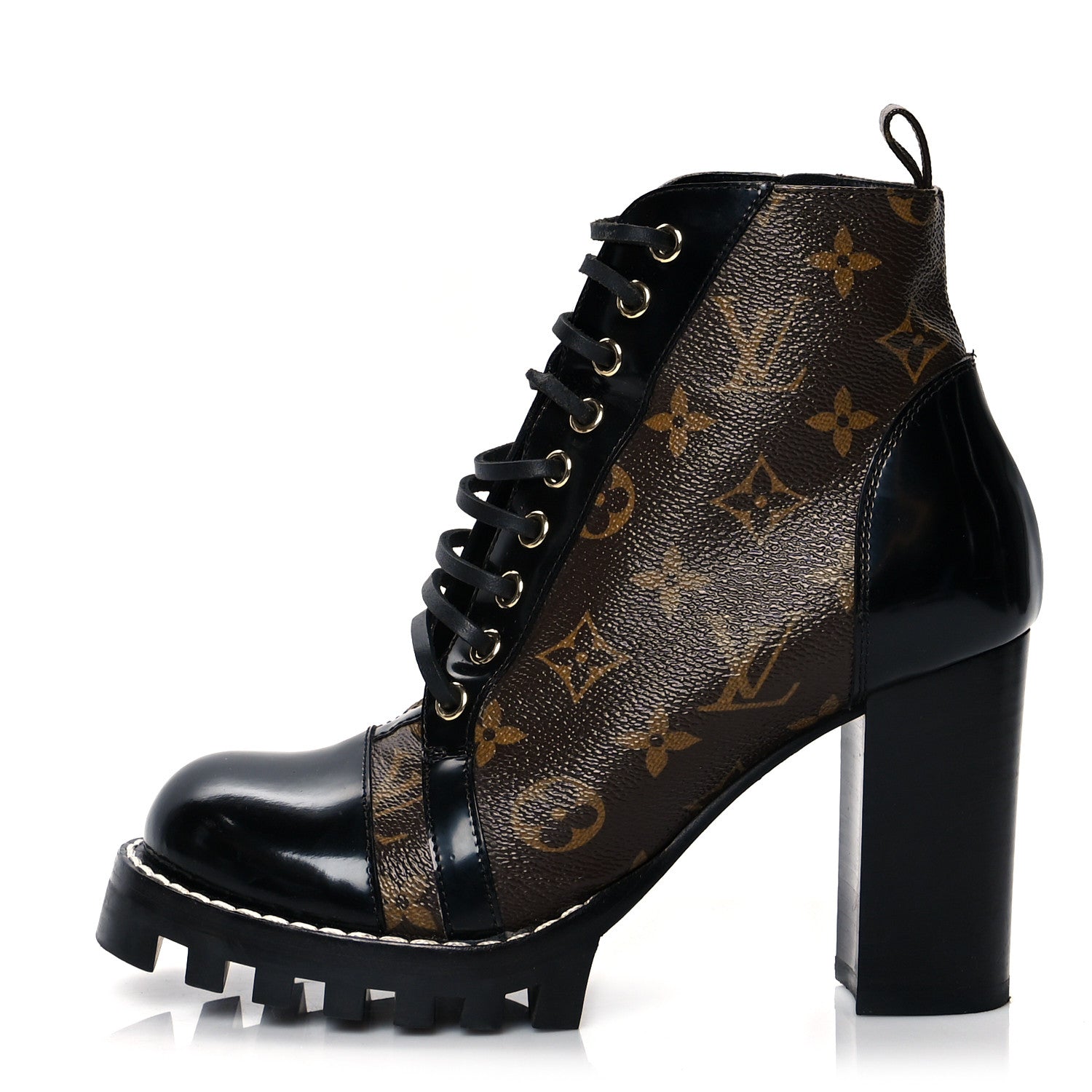 Louis Vuitton Patent Calfskin Monogram Star Trail Ankle Boots 37.5 Black 1 of 11